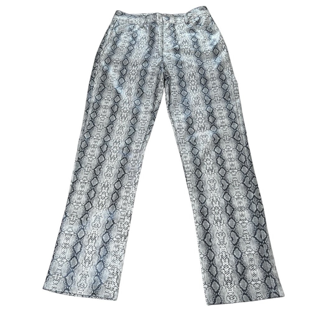 Indem Ditto Python‎ Print Faux Leather Straight Leg Pants Sz Small Animal Print